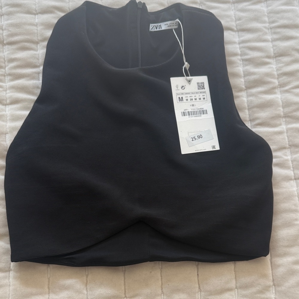 Zara Elegant Black Crop Top